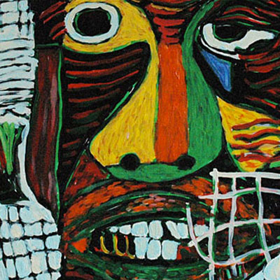 DogByte (2013) 24 x 24 inches, an example of Hoi Polloi Xpressionizm